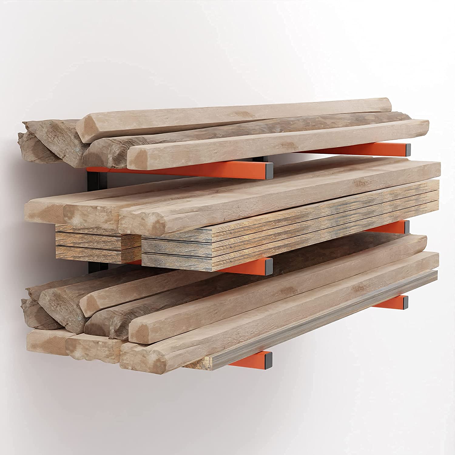 Wall-Mounted Lumber Storage Rack For Indoor And Outdoor Perfect For Home
