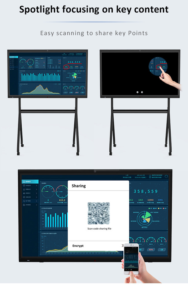 3840x2160px Touch Screen Monitor 55 Inch IR Touch Frame Smartboard