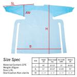 Non Sterile Waterproof CPE Disposable Gown Reinforced Surgical Isolation Gown
