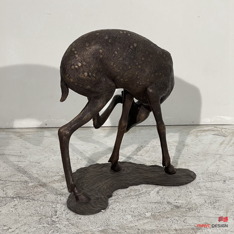 Custom Printing Life-Size Bronze Sika Deer Sculpture for Large Metal Animal Statues