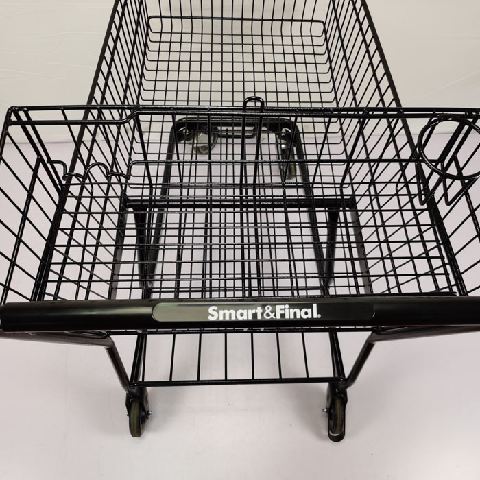 Customized 100L Large Basket Supermarket Shopping Trolley With Handle Small Basket