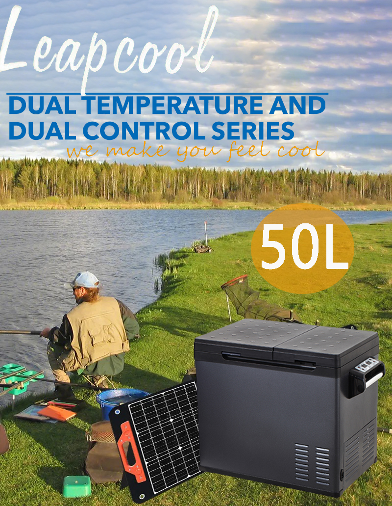 Rechargeable Compressor Camping Fridge 50L Car DC Solar Refrigerator and Freezer Design