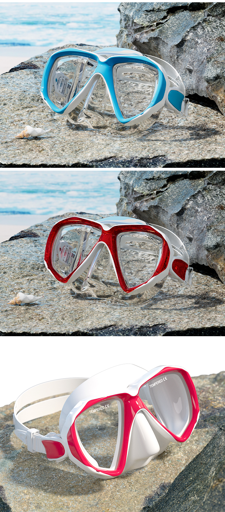 ODM Silicone PC Mirrored Youth Swim Mask And Snorkel Eco Friendly