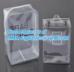 clear pvc packaging bag with handle for wine, vinyl pvc zipper gift tote bags