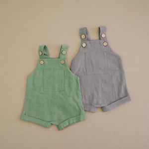Quality Linen And Cotton Fabric Newborn White Jumpsuit With Buttons wholesale