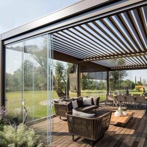 Quality Aluminum Metal Alloy Louvered Flip Pavilion Gazebos With Polycarbonate Roof wholesale
