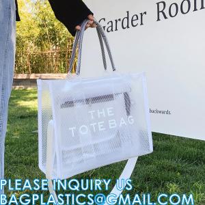 Quality Wholesale Summer Clear Mesh PVC Beach Bags Transparent Design Tote Bags Women Luxury Handbags For Outdoor wholesale