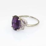 Women Jewelry 925 Silver Ring with 10mmx14mm Oval Purple Cubic Zirocnia(R213)