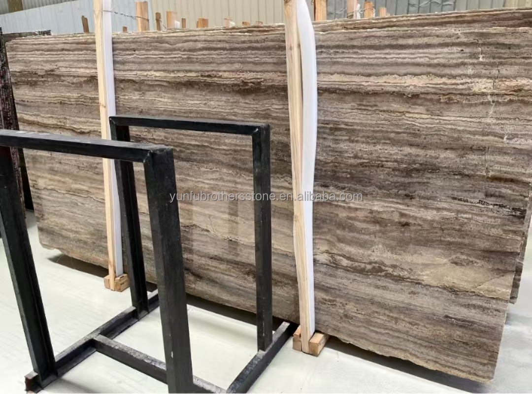 Travertine Marble Tile for Hotel Villa Polished Silver Stone Cladding and Decoration