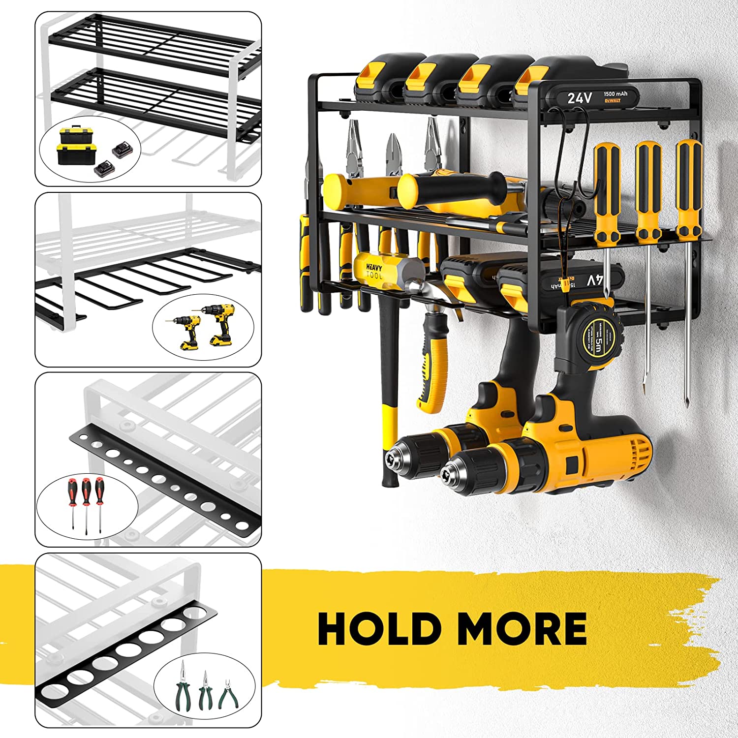Wall Mount Electrician Tool Rack for Cordless Drill Classification Non-folding Rack