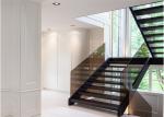 Safety Internal Modern Straight Staircase , Wood And Glass Staircase Designs