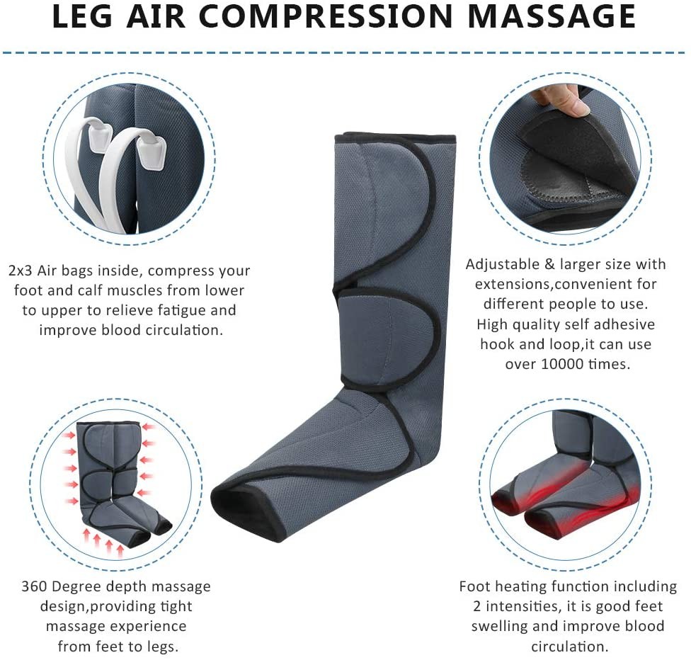 Adjustable Wraps Air Compression Leg Massager 240V Foot Heating
