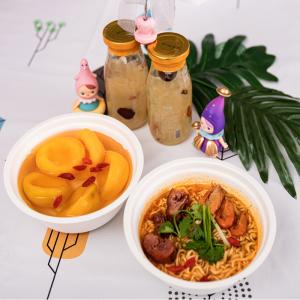 Quality 24oz Compostable Bagasse Bowls Eco Friendly Sugarcane Pulp Box Bowl With Lids wholesale