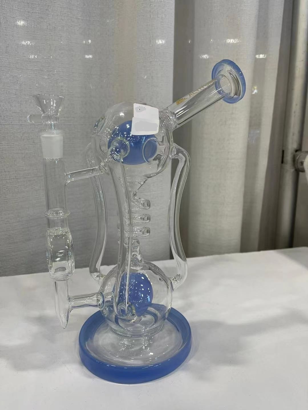 16.5" Glass Water Pipes Colored Lip Base Thick Bottom Straight Hookah