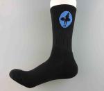 Jacquard Logo Mens Black Sports Socks Standard Thickness Custom Sport Socks