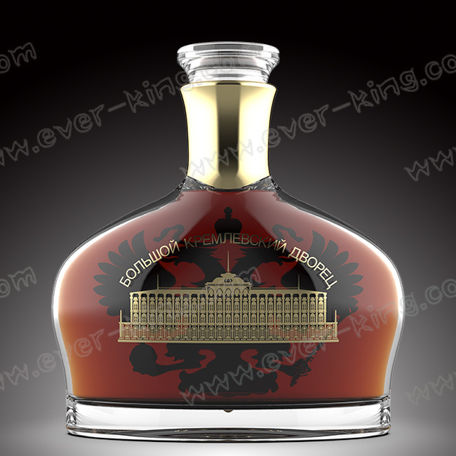 Aluminium Label Transparent Flint Vodka Glass Bottle