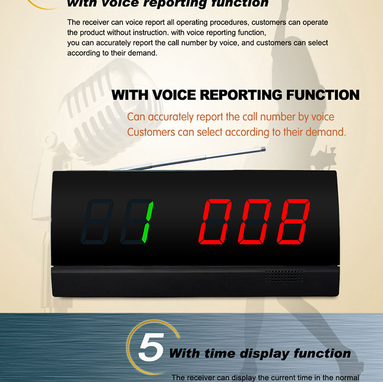 Restaurant equipment screen receiver with color nixie tube diapaly and English voice report