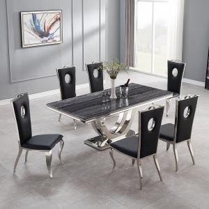 Quality 2m Length Luxury Marble Stainless Steel Square Dining Table OEM ODM wholesale