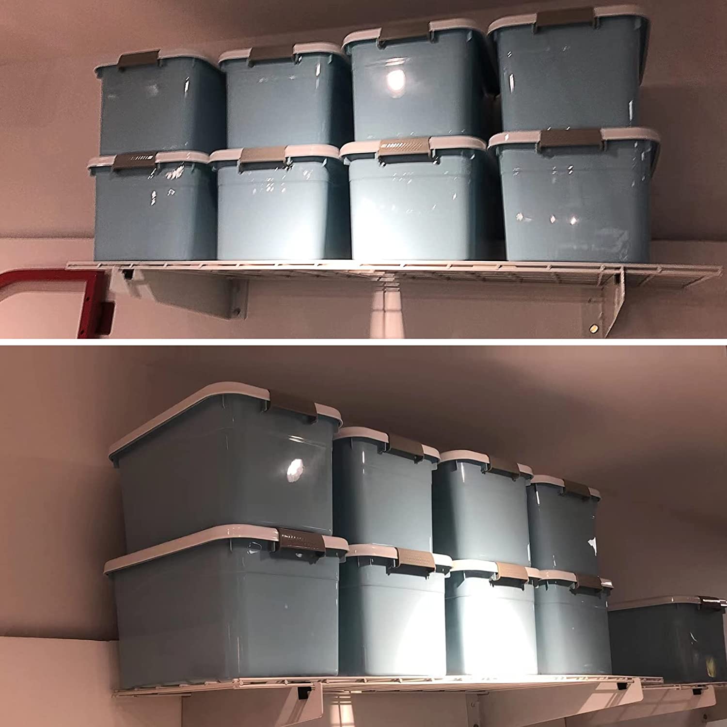 Single Tier Metal Garage Storage Wall Shelving Mounted Heavy Duty Sturdy Wall Shelves Strong Garage Organiser