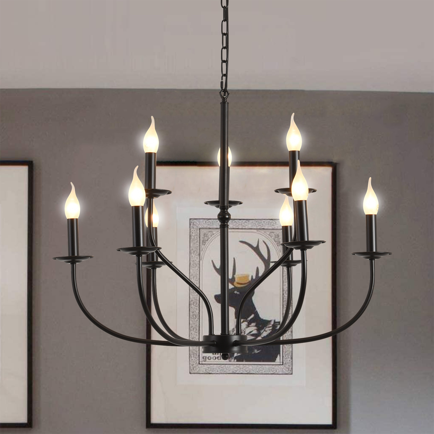 Black Classic Chandelier E14 Retro Vintage Chandelier(WH-CI-131)