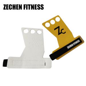 Quality Pull ups 3 Hole Carbon Leather yellow crossfit Hand Grips Gloves for Palm Protection wholesale