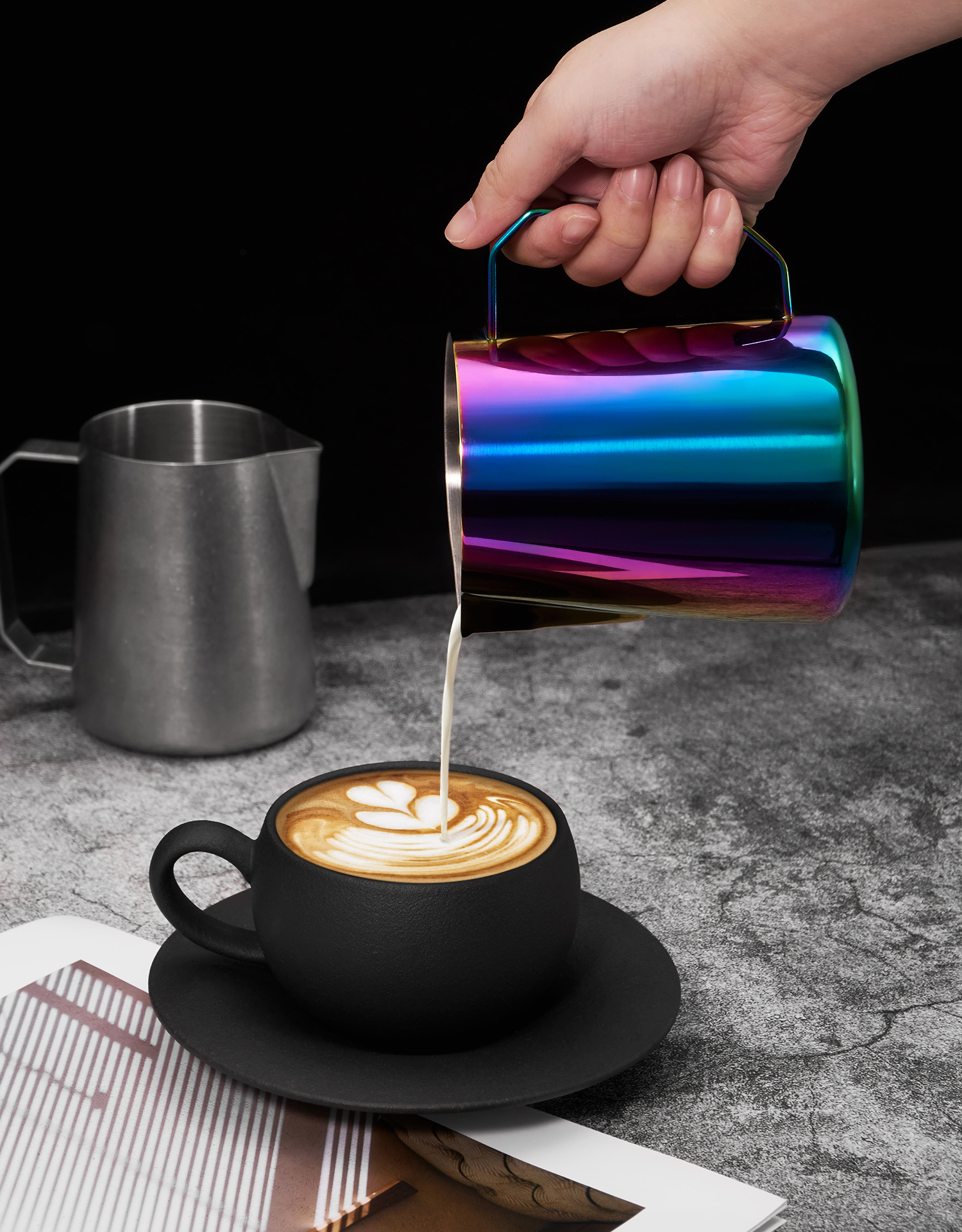 Coffee Tea Tools Stainless Steel 304 350ml 600ml 12oz Frothing Pitcher with Spout