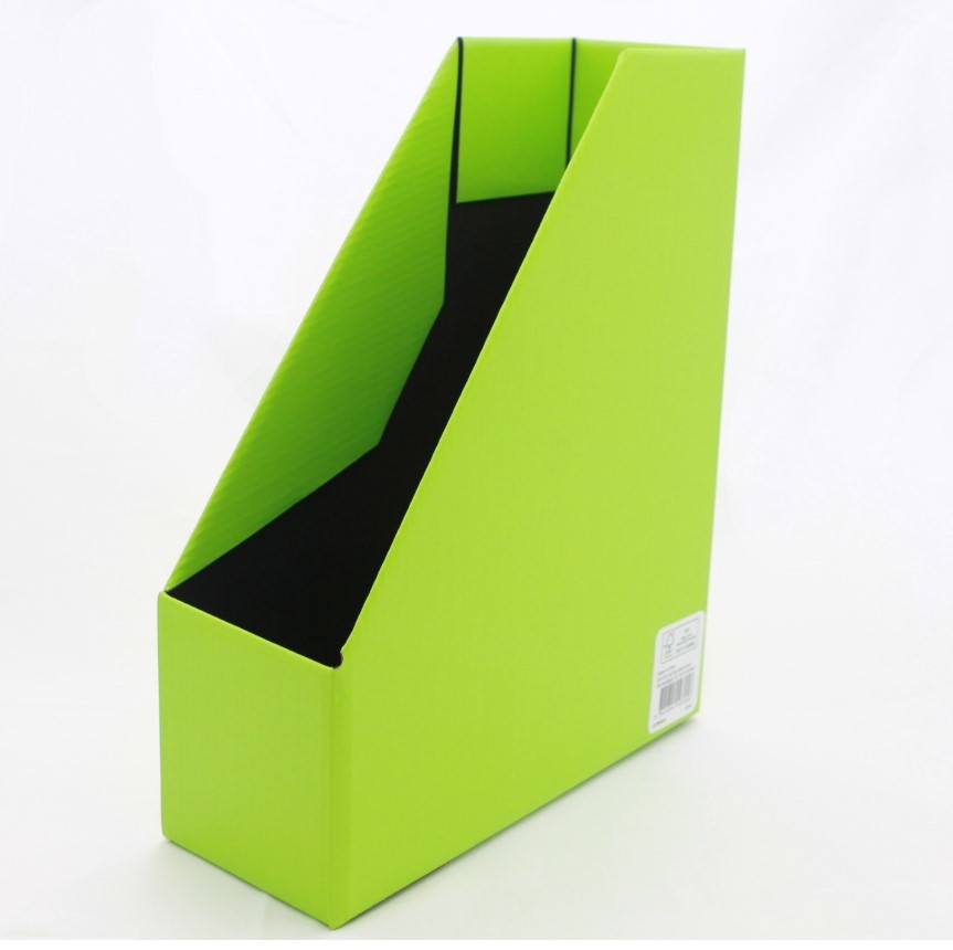 Corrugated Collapsibile EN71 Flat 340mm Desktop File Storage Organiser Blue Glossy Lamination