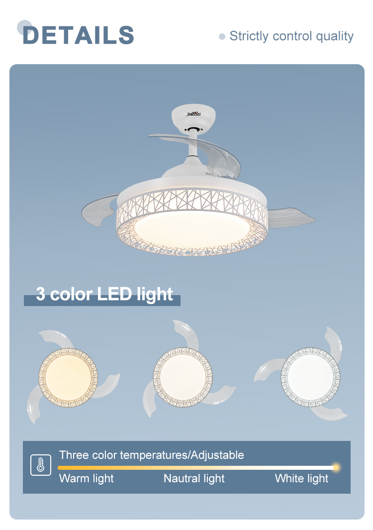 Remote Control 1stshine Minimalist Fashion Ceiling Fan Light with 42 Inch Plastic Blades