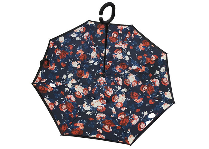 New inverted Umbrella flower design Windproof Reverse manual Open, 0.45g weight, C handle