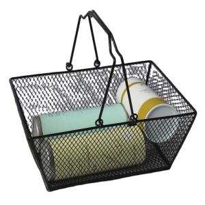 Quality Black Cosmetics Storage Baskets Iron Wire Mesh Shopping Basket wholesale