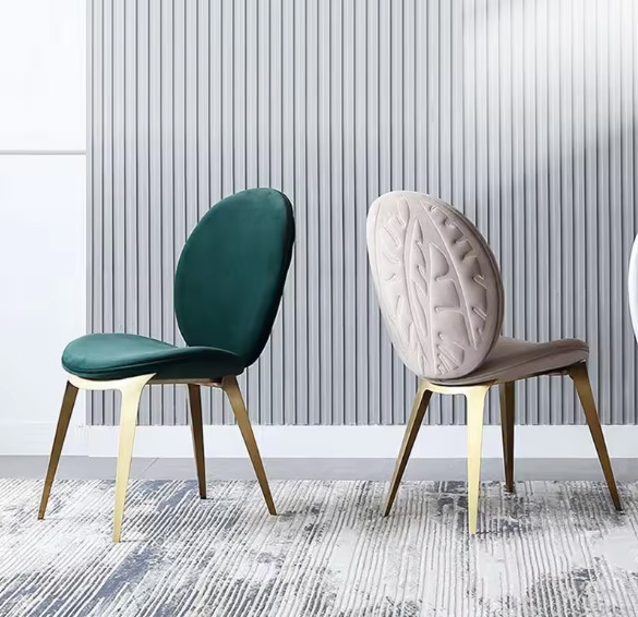 Hotel chairs modern minimalist high-end designer home backrest stainless steel leaves dining chair