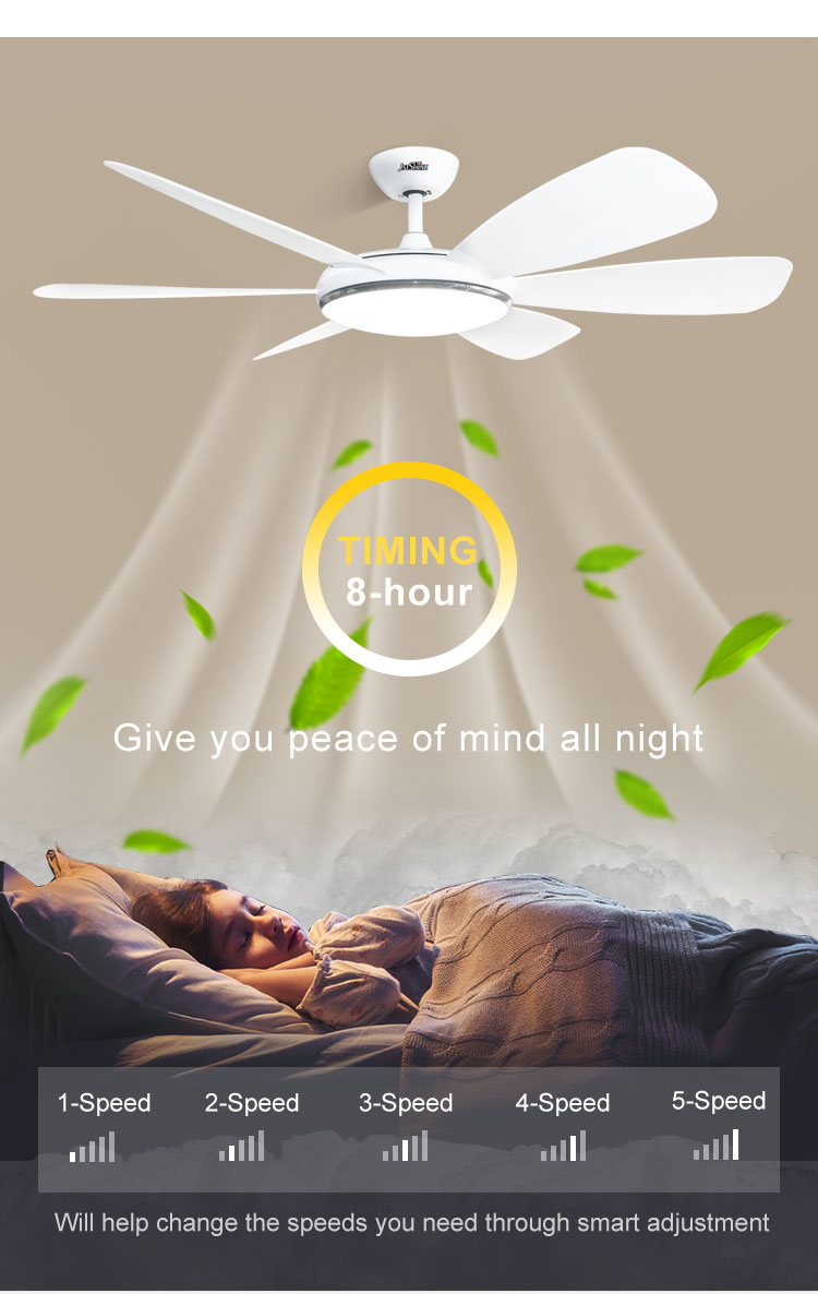 Energy-Saving 1stshine Ceiling Fan with 6 ABS Blades 3 Color LED Light Customized