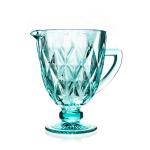 Hand Blown Diamond Cut Crystal Wine Glasses , 200ml Glass Cup Sky Blue Colored