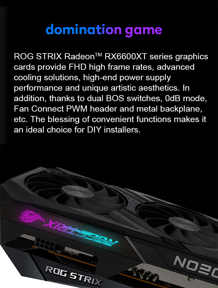 Geforce Rx 6600xt Gaming Graphics Card 8g Gddr6 ROG-STRIX-RX6600XT-O8G-GAMING