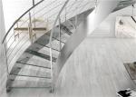 Tempered Glass Tread Curved Staircase Building Curved Stairs With Stainless