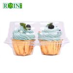 Transparent Plastic Bakery Packaging 2 Count Plastic Cupcake Containers