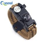 New design Survival Rope Bracelet With Thermometer, SOS Led light, firestar,