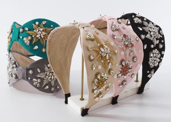 Fashion heavy beaded diamond-encrusted headbands light luxury headwear rice bead