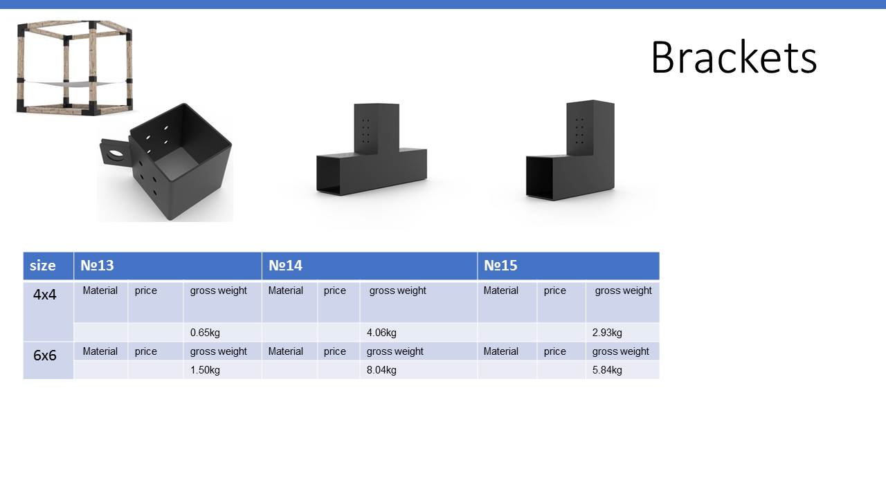 Black 4*4 6*6 Modular Size Metal Steel 3 Way Corner Pergola Bracket Wood Connectors Post Base Kits
