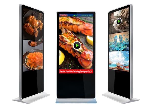 Indoor Advertising player Free Standing LCD Display 55 Inch Built-In Media