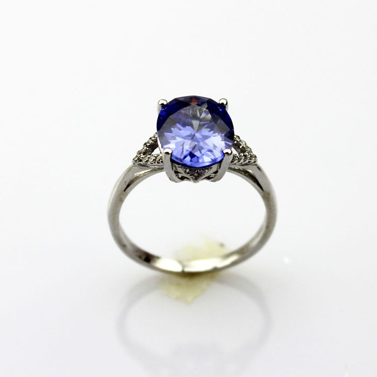 Fashion Jewelry 7mmx9mm Tanzanite Cubic Zirconia Sterling Silver Ring (R247)