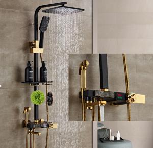Quality Black Golden Copper 314SUS Intelligent Shower Faucet With Button wholesale