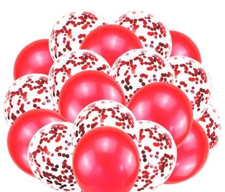 red pearl Balloons + White Balloons + Confetti Balloons w/Ribbon | Rosegold