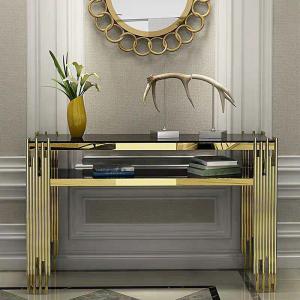 Quality Designer Stainless Steel Console Tables With Elegant Marble Tops wholesale