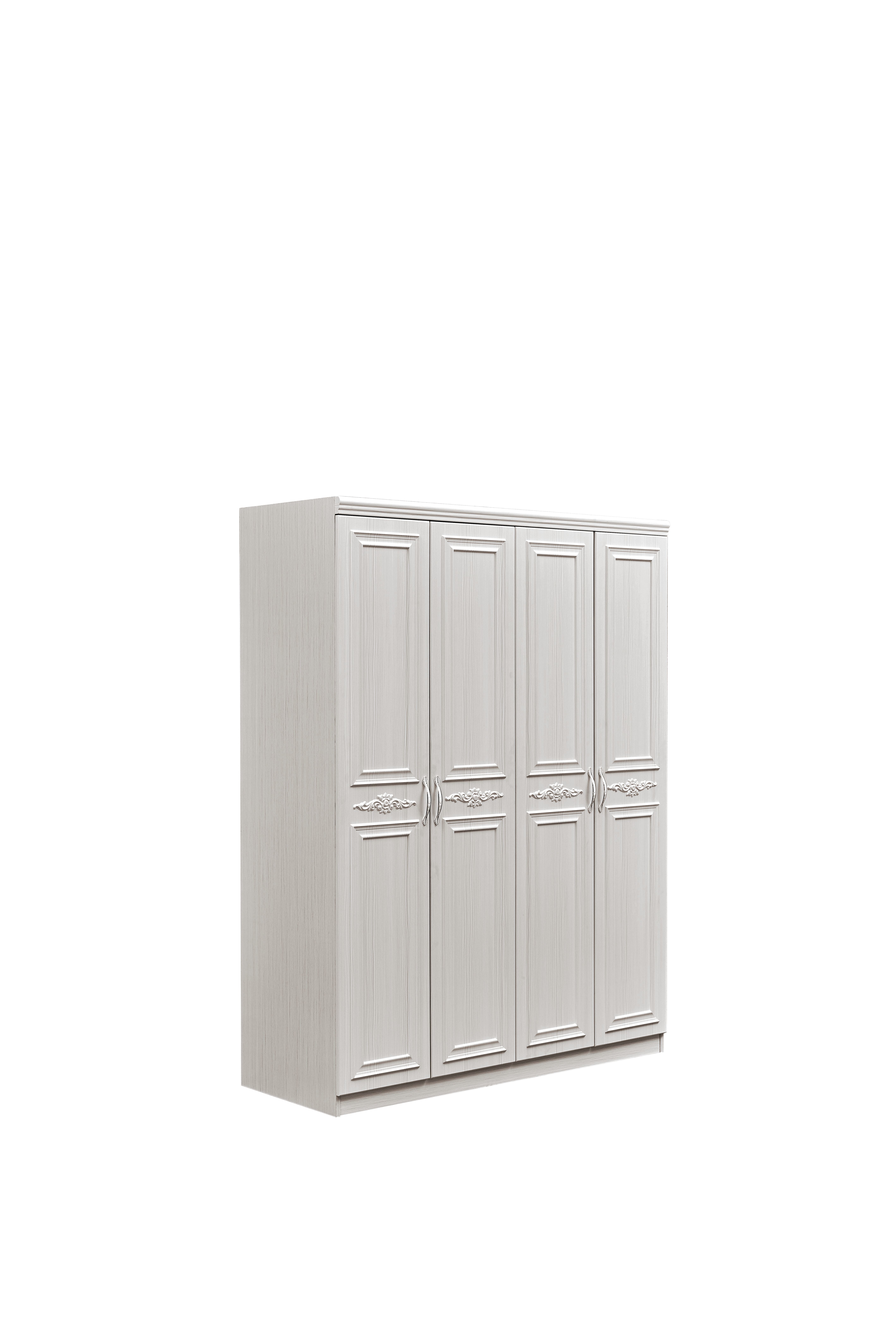 Removable Multipurpose White Wooden Wardrobe With Four Door Anti Deformation