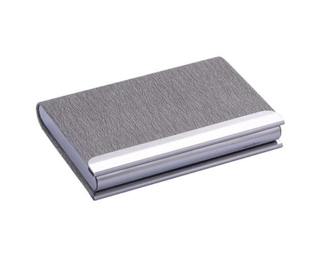 Rectangle Colorful PU Leather Card Holder Custom Logo Metal Name Card Holder