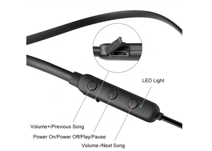 130mAh Black Magnet Wireless Bluetooth Sport Earbuds 150 Hours Standby Time