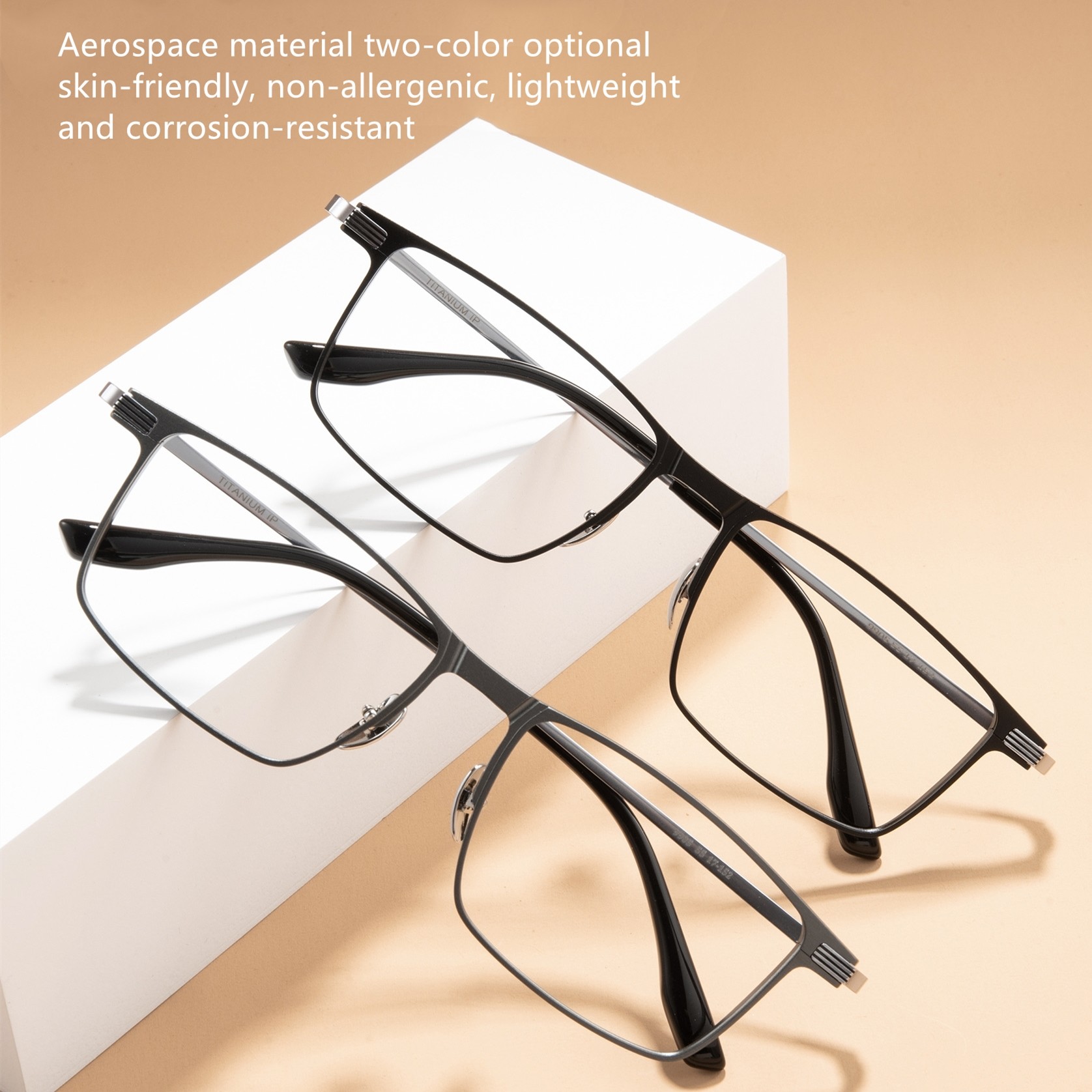 Business Glasses Titanium Clip On Square Aluminum Glasses Frame
