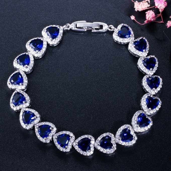 Elegant Prom Party Bracelets Jewelry Heart Shape Bracelets Blue Purple Red Green Yellow Crystal Stone Charm Bracelets