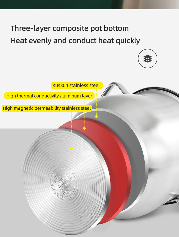 Hot Selling Kitchen Cooking Food Steamer Pot Cookware Cooking Stainless Steel Steamer Pot With Glass Lid
